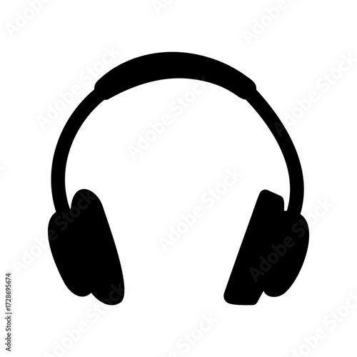 Stylized silhouette of over ear headphones, great for listening to music