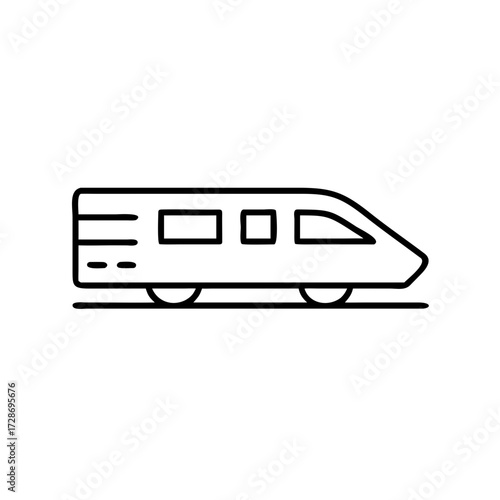 Outline of a modern train in minimalist style  