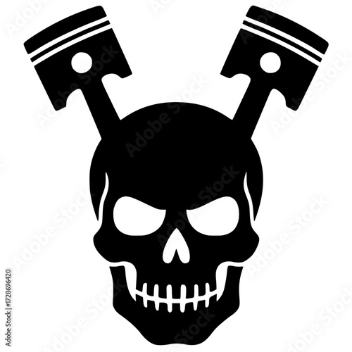 Piston horn skull silhouette