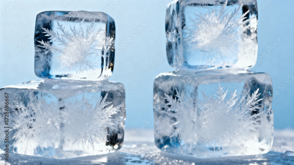 Obraz premium IceCubesWithFrostPatterns