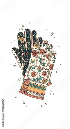 Decorative floral garden gloves for comfortable and stylish outdoor work protection.