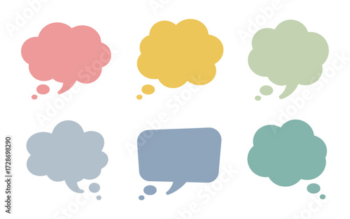Collection of six scalable vector speech bubble illustrations for declarative design silhouette vector illustration white background