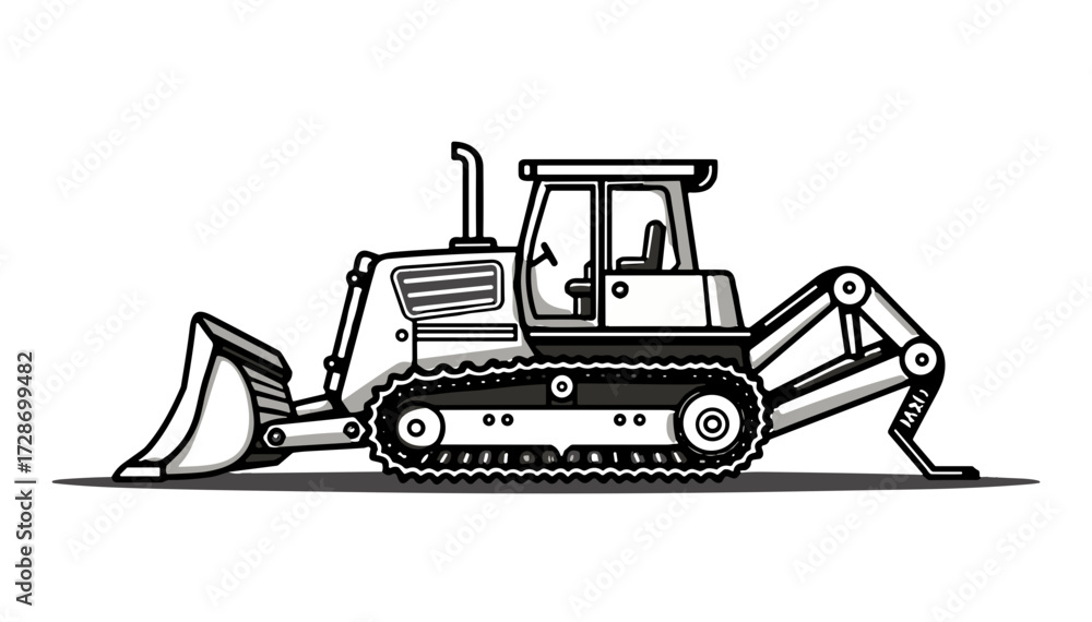 Naklejka premium The bulldozer, Excavator vehicle illustration in construction style for earth moving
