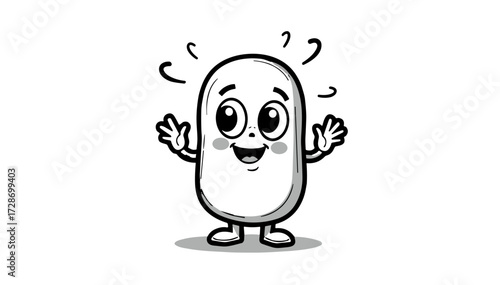 Happy bean character illustration with cheerful expression