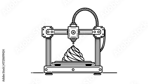 3D printer illustration in modern design for rapid prototyping