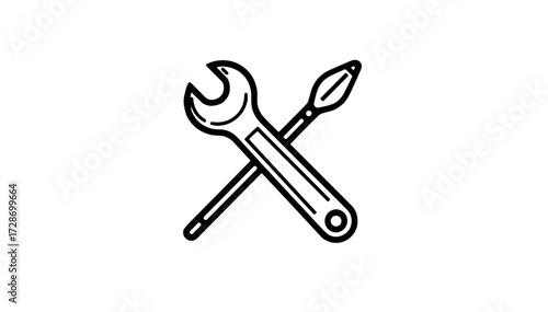 Crossed wrench and screwdriver illustration