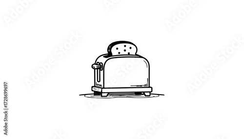 Toaster appliance illustration in simple design with bread slices popping up
