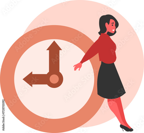Woman Managing Time Vector Illustration