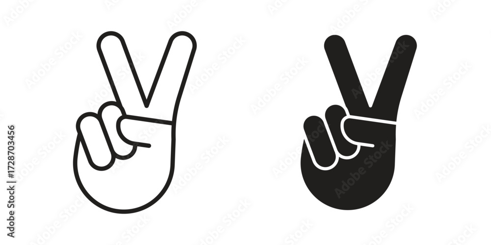 Obraz premium Hand peace icon clipart and lineart vector symbols