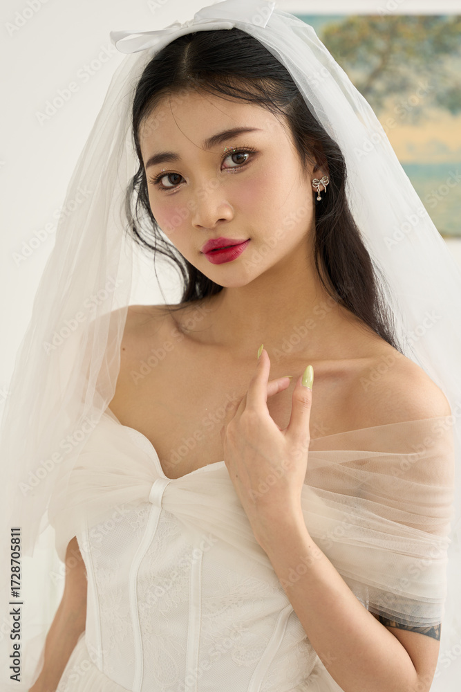 Fototapeta premium lovely bride with decor in modern environment