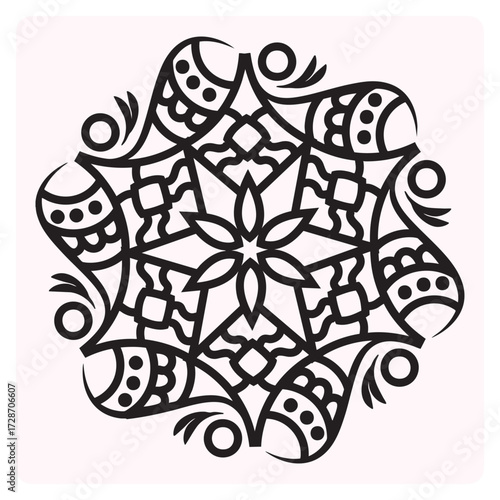 Mandala art black hand-drawn 