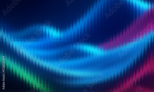 Vibrant ripple wave background with blue, green, and magenta gradients, smooth distortion and vertical ridges, abstract fluid motion, dynamic flow, seamless modern digital design for creative visuals