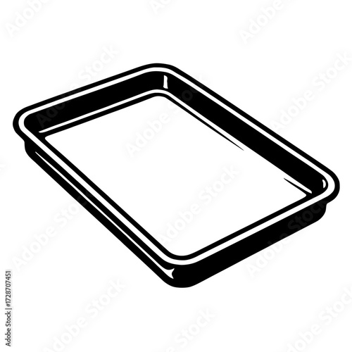 Classic Empty Baking Pan - Monochrome Hand Drawn Vector Graphic