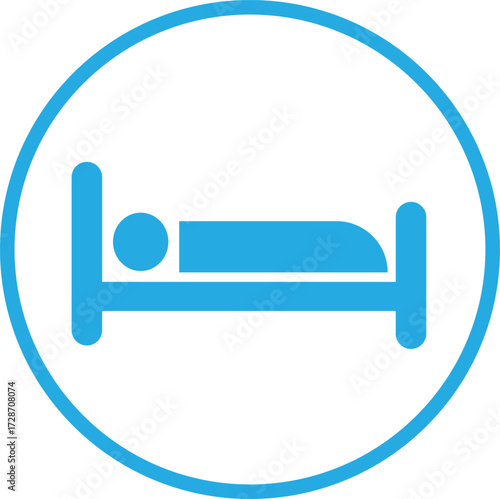 blue hotel sign on white background
