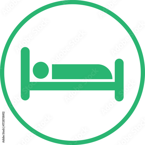 green hotel sign on white background