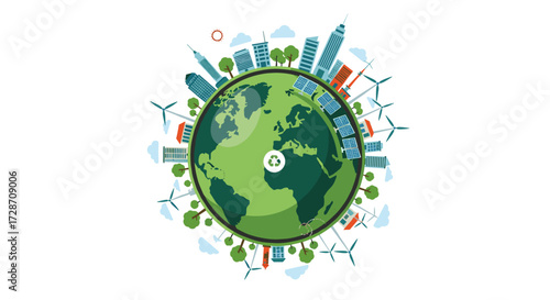 Green sustainable city development around the world promoting eco friendly living and renewable energy solutions.