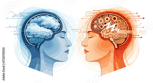 Exploring the duality of human thought and its interconnected cognitive processes.
