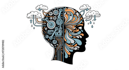 The intricate interplay between human creativity and artificial intelligence in our minds.