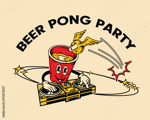 Beer pong dj party t shirt
