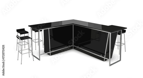 Contemporary black bar with high stools for entertaining guests elegantly