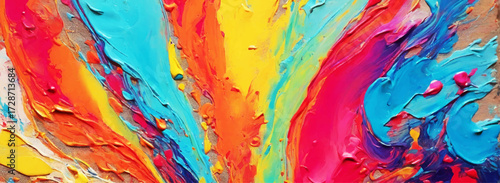 Vibrant Neon Abstract Painting – Colorful Oil & Acrylic Canvas Art with Bold Brush Strokes and Textured Palette Knife Details. Vibrant Neon Abstract Painting – Colorful Oil and Acrylic Canvas Art with