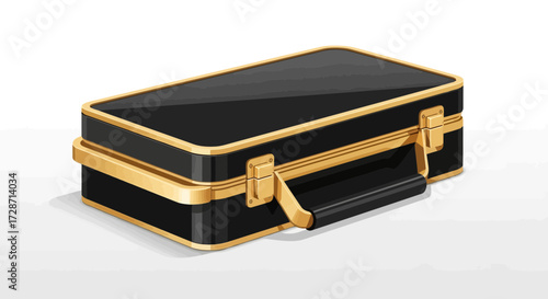 Elegant briefcase illustration with black and golden design elements