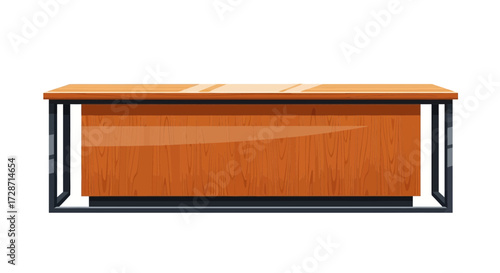 Illustration of a minimalistic wooden desk with a frame on white backdrop