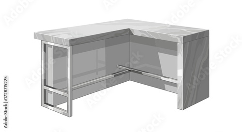 Isometric illustration of a modern gray counter with minimalist style