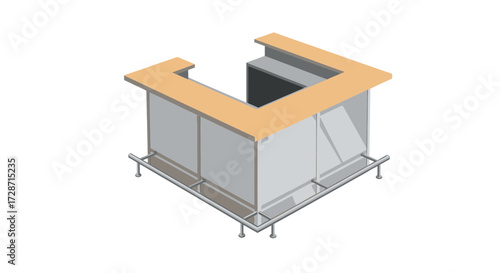 Isometric Illustration of a Modern Minimalist Bar Counter Design