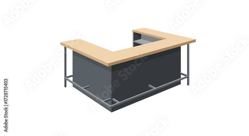 Isometric vector design of a modern bar counter on a white background