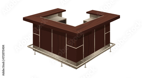 Isometric vector illustration showcasing an inviting wooden bar counter