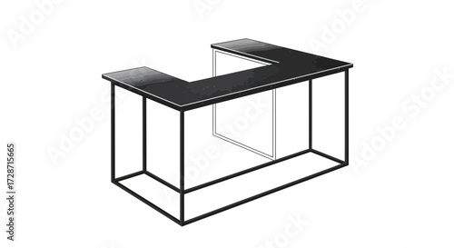 Minimalist depiction of a U shaped counter for an interior design setup