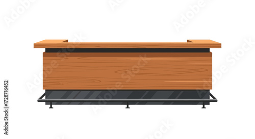 Retro Styled Wooden Bar Counter Isolated on White Background Illustration