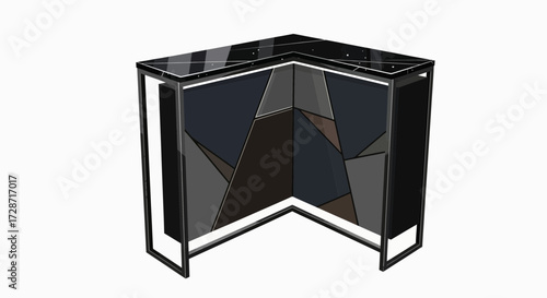 Striking minimalist angular corner table with geometric design element