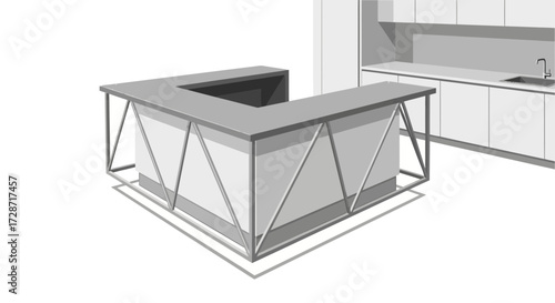 Stylish Kitchen Island Unit with Modern Design and Geometric Frame Work