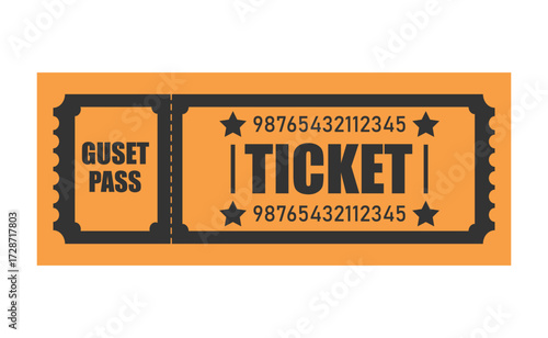 Vector art of orange ticket with black frame and text