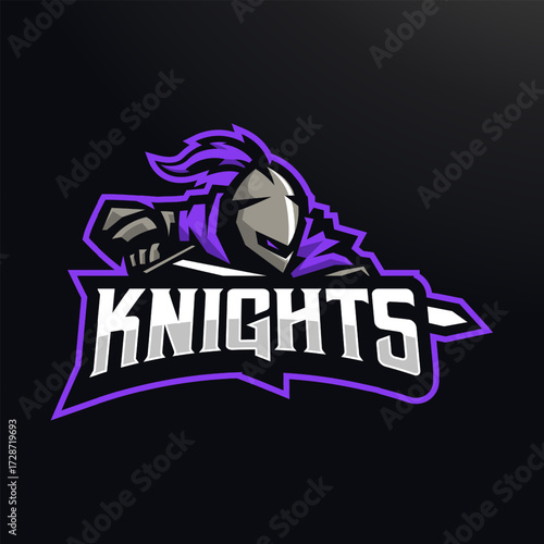 Knight holding sword logo