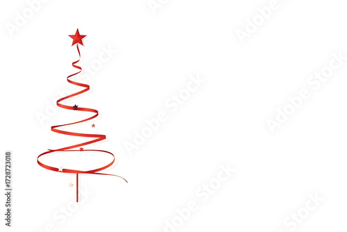 Creative Red Ribbon Christmas Tree with Star Topper