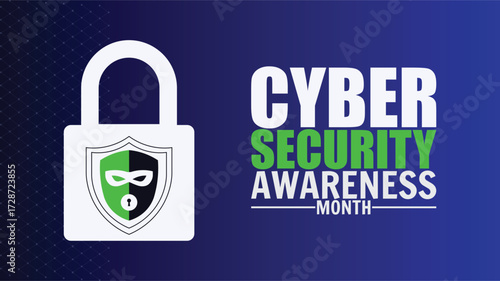 National cyber Security awareness month. It is celebrated every year in October. Background, poster, card, banner social poster