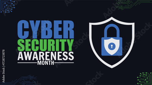 National cyber Security awareness month. It is celebrated every year in October. Background, poster, card, banner social poster