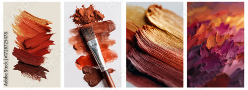 Vector pattern set of blended brush strokes in warm tones background