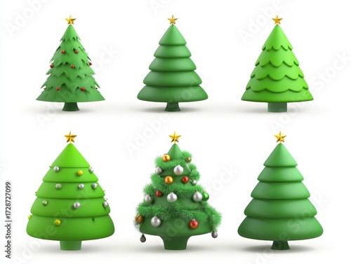 a collection of different green christmas trees