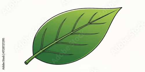 Clean digital artwork of a single fresh green leaf with subtle gradients and crisp edges