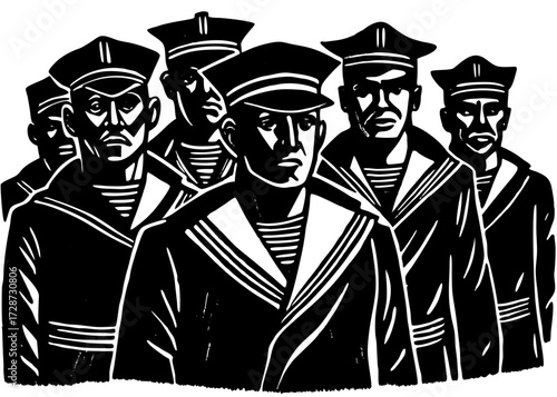Group of Sailors Silhouette, Columbus Day Crew SVG, PNG