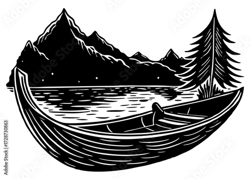 Canoe On Water Silhouette, Columbus Day Heritage SVG, PNG