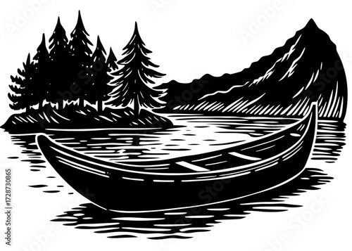 Canoe On Water Silhouette, Columbus Day Heritage SVG, PNG