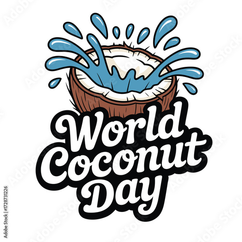 World Coconut Day Celebration with Refreshing Water Splash
