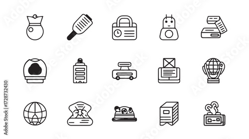 Collection of hand-drawn style icons representing beauty and personal care products vector