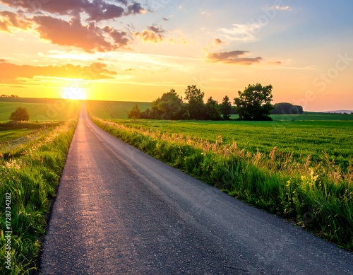 Country road at sunset