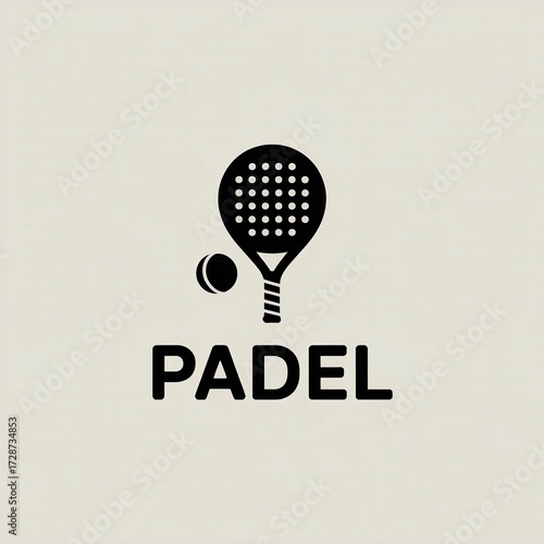 Padel racket and ball minimal icon